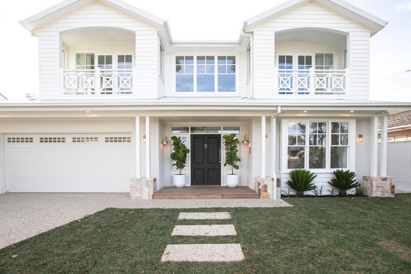 Aspendale luxury new home hamptons style white weatherboard double story